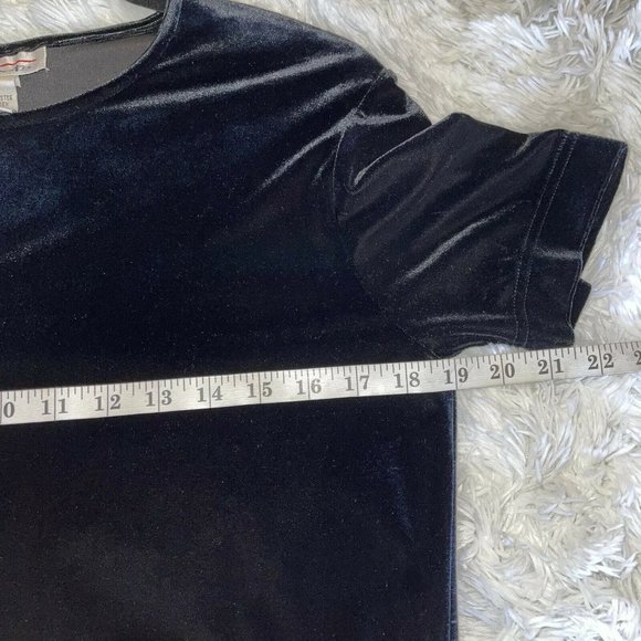 Talbots Velvet Midi Dress Size SMALL Black Empire Waist Short Sleeve Gorgeous - Picture 6 of 9